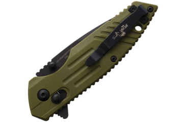 Image of Bear &amp; Son Cutlery OD Zytel Serrated Folding Knife, 4.25in Closed, 3.25in Black Oxide Partially Serrated D2 Tool Steel Blade, OD Green Zytel Handle, MC-950-OD7-BSR