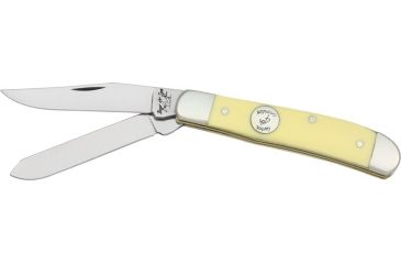 Image of Bear &amp; Son Mini Trapper Fold Knife, HI Polish SS clip and spey Blades, Smooth yellow Delrin handl BCC307