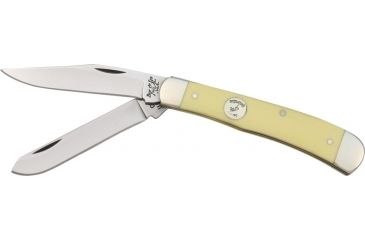 Image of Bear &amp; Son Trapper Fold Knife, Clip and spey Blade, Smooth yellow delrin handl BCC354