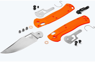 Image of Benchmade 15535 Taggedout Folding Knife, 3.5in, CPM-154 58-61 HRC, Reversible Tip-Up, Orange, 15535