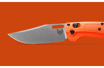 Image of Benchmade 15535 Taggedout Folding Knife, 3.5in, CPM-154 58-61 HRC, Reversible Tip-Up, Orange, 15535