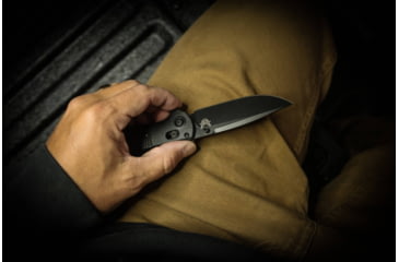 Image of Benchmade 430 Model Folding Knife, 3.55 in, CPM-D2 Steel, Drop Point Blade, Grivory, Black Handle, Black/Black, 8.29 in, 430BK-02