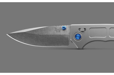 Image of Benchmade 748 Narrows Folding Knife, 3.43in, M390 58-61HRC, Plain Drop Point, Raw Titanium, 748