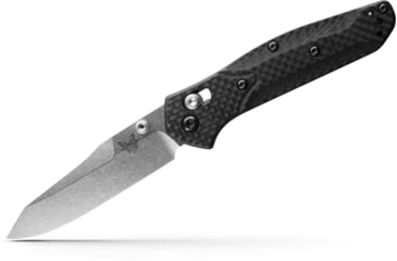 Image of Benchmade Mini Osborne Folding Knife, 2.92 in, CPM-S90V Steel, Reverse Tanto Blade, Every Day, Carbon Fiber, Black Handle, 945-2