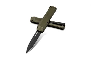 Image of Benchmade Autocrat Automatic Folding Knife, 3.71in, Double Edge Blade, Olive Drab Handle, 3400BK-1