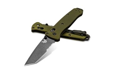 Image of Benchmade Bailout Folding Knife, 3.38in, CPM-M4 Serrated Tanto Blade, Woodland Green Handle, 537SGY-1