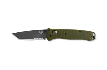 Image of Benchmade Bailout Folding Knife, 3.38in, CPM-M4 Serrated Tanto Blade, Woodland Green Handle, 537SGY-1