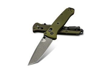 Image of Benchmade Bailout Folding Knife, 3.38in, CPM-M4 Non Serrated Tanto Blade, Woodland Green anodized 6061-T6 aluminum handle, 537GY-1