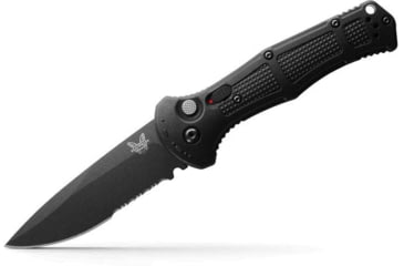 Image of Benchmade Claymore Automatic Folding Knife, 3.6in, CPM-D2 Tool Steel, Drop Point Blade, Textured Grivory With SS Liners Black Handle, 9070SBK