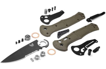 Image of Benchmade Claymore Automatic Folding Knife, 3.6in, CPM-D2 Tool Steel, Drop Point Blade, Textured Grivory With SS Liners Ranger Green Handle, 9070SBK-1