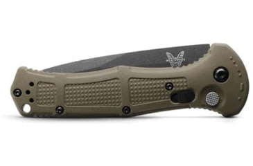 Image of Benchmade Claymore Automatic Folding Knife, 3.6in, CPM-D2 Tool Steel, Drop Point Blade, Textured Grivory With SS Liners Ranger Green Handle, 9070SBK-1