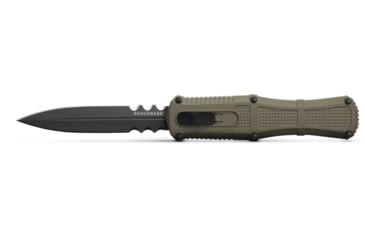 Image of Benchmade Claymore OTF Dagger Automatic Folding Knife, 3.89in, CPM-D2 Steel, Dagger Blade, Serrated, Grivory Ranger Green, 3370SGY-1