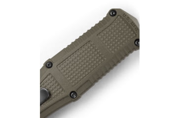 Image of Benchmade Claymore OTF Dagger Automatic Folding Knife, 3.89in, CPM-D2 Steel, Dagger Blade, Serrated, Grivory Ranger Green, 3370SGY-1