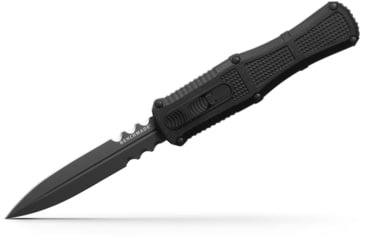 Image of Benchmade Claymore OTF Dagger Automatic Folding Knife, 3.89in, CPM-D2 Steel, Dagger Blade, Serrated, Grivory Black, 3370SGY