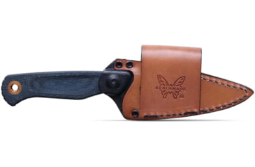 Image of Benchmade Dacian Fixed Blade Knife, 3.54in, Magnacut Stainless Steel, Spear-Point, Micarta, Blue Denim, Brown Sheath, 203-04
