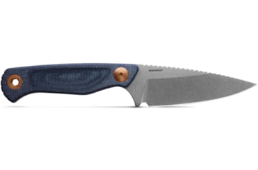 Image of Benchmade Dacian Fixed Blade Knife, 3.54in, Magnacut Stainless Steel, Spear-Point, Micarta, Blue Denim, Brown Sheath, 203-04