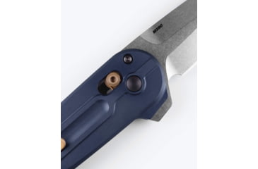 Image of Benchmade Lowden Folding Knife, 2.79in, M390 Stainless Steel, Spear-Point, 6061-T6 Aluminum, Crater Blue, 491