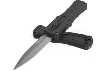 Image of Benchmade Mini Claymore OTF Dagger Automatic Folding Knife, 3.02in, CPM-D2 Steel, Dagger Blade, Black Handle, 3375GY