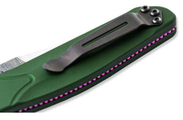 Image of Benchmade Osborne Satin Automatic Folding Knife, 3.4 in, Reverse Tanto, Olive Handle, Green, 9400