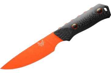 Image of Benchmade Raghorn Fixed Blade Knife, 4in, CPM-Cru-Wear Tool Steel, Drop Point Blade, Carbon Fiber 3K Twill, Black/Orange Handle, 15600OR