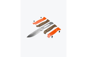 Image of Benchmade Saddle Mountain Skinner Fixed Blade Knife, 4.2in, CPM-S90V Stainless Steel, Drop Point Blade, Richlite G10, Orange Base Layer Handle, 15002-1