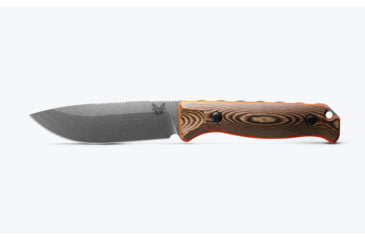 Image of Benchmade Saddle Mountain Skinner Fixed Blade Knife, 4.2in, CPM-S90V Stainless Steel, Drop Point Blade, Richlite G10, Orange Base Layer Handle, 15002-1