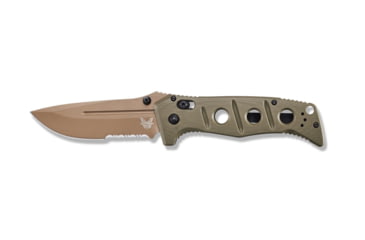 Image of Benchmade Sibert Adamas Axis Stud Folding Knife, 3.82in CPM-CruWear Steel Drop Point Serrated Flat Earth Coated Blade, Contoured G-10 Handle, 275SFE-2