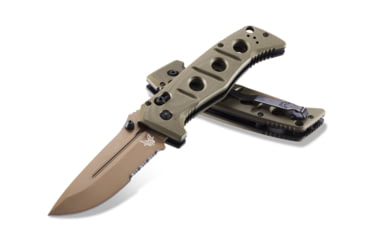 Image of Benchmade Sibert Adamas Axis Stud Folding Knife, 3.82in CPM-CruWear Steel Drop Point Serrated Flat Earth Coated Blade, Contoured G-10 Handle, 275SFE-2