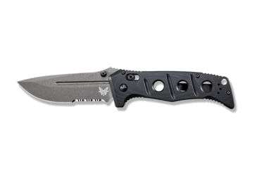 Image of Benchmade Sibert Adamas Axis Stud Folding Knife, 3.82in CPM-CruWear Steel Drop Point Serrated Grey Coated Blade, Contoured G-10 Handle, 275SGY-1
