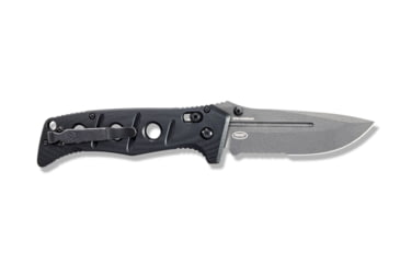 Image of Benchmade Sibert Adamas Axis Stud Folding Knife, 3.82in CPM-CruWear Steel Drop Point Serrated Grey Coated Blade, Contoured G-10 Handle, 275SGY-1