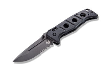 Image of Benchmade Sibert Adamas Axis Stud Folding Knife, 3.82in CPM-CruWear Steel Drop Point Serrated Grey Coated Blade, Contoured G-10 Handle, 275SGY-1