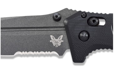 Image of Benchmade Sibert Adamas Axis Stud Folding Knife, 3.82in CPM-CruWear Steel Drop Point Serrated Grey Coated Blade, Contoured G-10 Handle, 275SGY-1