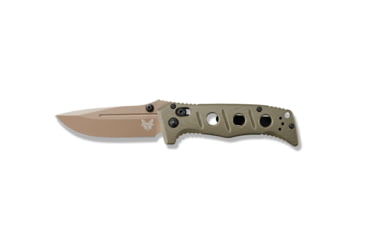 Image of Benchmade Sibert Mini Adamas Axis Stud Folding Knife, 3.25in CPM-CruWear Steel Drop Point Flat Earth Coated Blade, Contoured G-10 Handle, 273FE-2