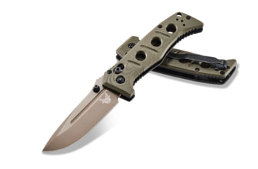 Image of Benchmade Sibert Mini Adamas Axis Stud Folding Knife, 3.25in CPM-CruWear Steel Drop Point Flat Earth Coated Blade, Contoured G-10 Handle, 273FE-2