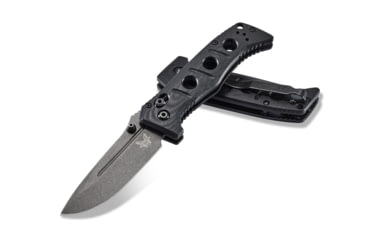 Image of Benchmade Sibert Mini Adamas Axis Stud Folding Knife, 3.25in CPM-CruWear Steel Drop Point Grey Coated Blade, Contoured G-10 Handle, 273GY-1
