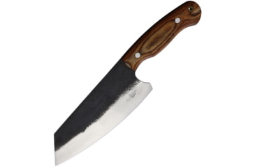 Image of Benjamin 028 Camp Cleaver Knife, 12.25in Overall, 7in, Stainless Steel Blade, Brown Wood Handle, Leather Sheath, BK-A028
