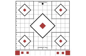 Image of Birchwood Casey Stick-A-Bull Self-Adhesive Sight-In Targets 12x12 Inch 5 Per Pack With 55 Pasters, BC-33922