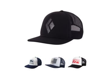 Image of Black Diamond Flat Bill Trucker-Hat, Black, Black/Black, Captain, Captain/Black, White-Fire Red