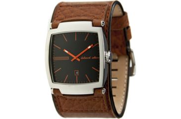 Image of Black Dice Flow Men's Watch - Black/Orange Dial, Brown Leather Strap BLABD-002-06