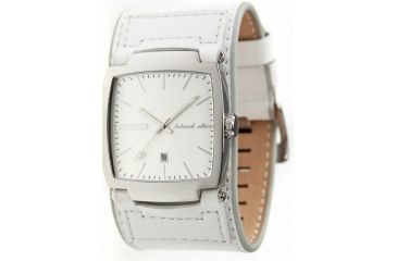 Image of Black Dice Flow Men's Watch - White Dial, White Leather Strap BLABD-002-03