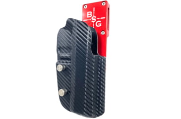 Image of Black Scorpion Outdoor Gear 1911 5in Pro Heavy Duty Competition Holster, Left Hand, Red Shell / Carbon Fiber, HCD2-USPSABS-1911CFLH