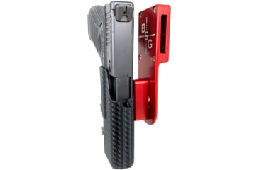 Image of Black Scorpion Outdoor Gear Glock 17, 19, 22, 45 Pro Heavy Duty Competition Holster, Left Hand, Red Shell / Carbon Fiber, HCD2-USPSABS-GL17CFLH