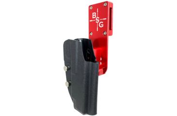 Image of Black Scorpion Outdoor Gear Pro Heavy Duty Competition Holster, Right Hand, Canik TP9 SFx, 5.2in Barrel, 1.5 - 1.75in Belts, Kydex/ 6066 Aluminum, Black/Red, HCD2-USPSABS-TP9SFXBKRH