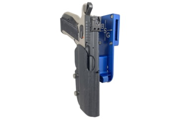 Image of Black Scorpion Outdoor Gear Pro Heavy Duty Competition Holster, Right Hand, CZ Shadow 2, 4.89in Barrel, 1.5 - 1.75in Belts, Kydex/ 6066 Aluminum, Black/Blue, HCD3-USPSABS-CZBKRH