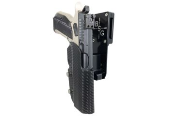 Image of Black Scorpion Outdoor Gear Pro Heavy Duty Competition Holster, Right Hand, CZ Shadow 2, 4.89in Barrel, 1.5 - 1.75in Belts, Kydex/ 6066 Aluminum, Carbon Fiber/Black, HCD1-USPSA-CZCFRH