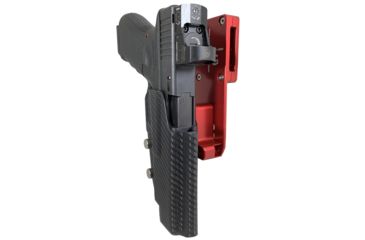 Image of Black Scorpion Outdoor Gear Pro Heavy Duty Competition Holster, Right Hand, GLOCK 34/ 35, 5.31in Barrel, 1.5 - 1.75in Belts, Kydex/ 6066 Aluminum, Carbon Fiber/Red, HCD2-USPSABS-GL34CFRH