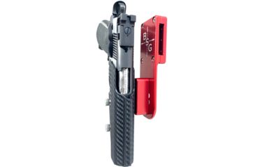 Image of Black Scorpion Outdoor Gear Pro Heavy Duty Competition Holster, Right Hand, M1911, 5in Barrel, 1.5 - 1.75in Belts, Kydex/ 6066 Aluminum, Carbon Fiber/Red, HCD2-USPSABS-1911CFRH