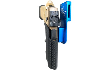 Image of Black Scorpion Outdoor Gear Pro Heavy Duty Competition Holster, Right Hand, SIG Sauer P320, 3.9 - 5in Barrel, 1.5 - 1.75in Belts, Kydex/ 6066 Aluminum, Carbon Fiber/Blue, HCD3-USPSABS-P320XCFRH