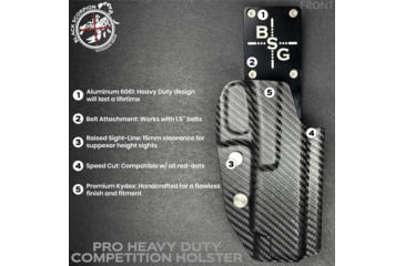 Image of Black Scorpion Outdoor Gear Pro Heavy Duty Competition Kydex OWB Holster, Walther PDP 5in w/ X300, Right Hand, Black Shell Carbon Fiber, HCD1-USPSABS-PDP5X300CFRH