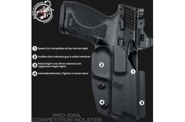 Image of Black Scorpion Outdoor Gear Pro IDPA Competition OWB Holster, Walther PDP 5in w/ TLR-7/TLR-8, Right Hand, Black, HC03-IDPA-PDP5TLR8BKRH